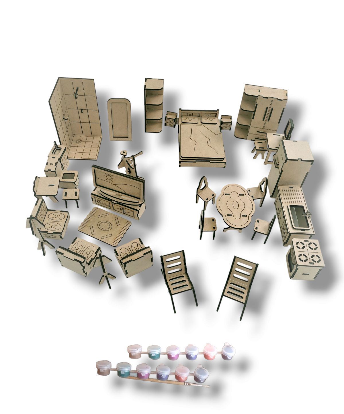 Casa Casinha Para Boneca Polly +38 Mini Móveis Mdf Madeira em