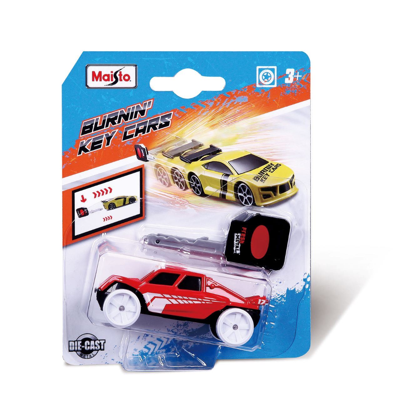MAISTO	15101 Ігрові моделі Burnin Key Cars, інерційні, блістер, асорт, (12 видів х 2 кольори)