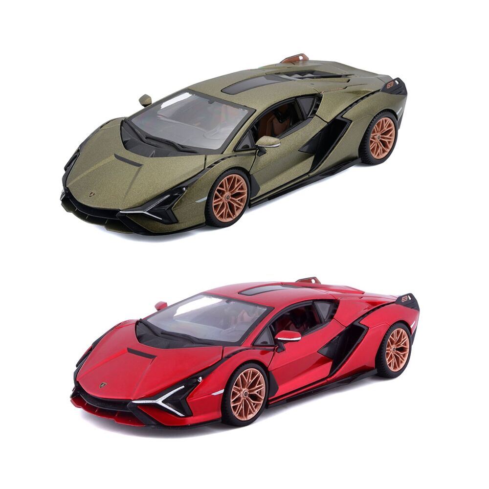 Модель автомобиля - LAMBORGHINI SIÁN FKP 37 (ассорти металлик зеленый, металлик красный, 1:24)