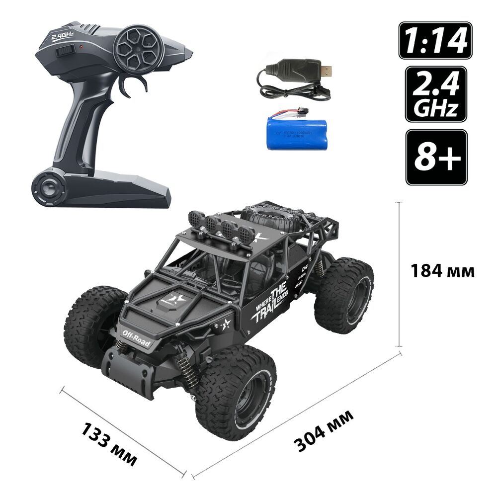 Автомобіль Off-road Crawler з р/к – Race (матовий чорний, 1:14)