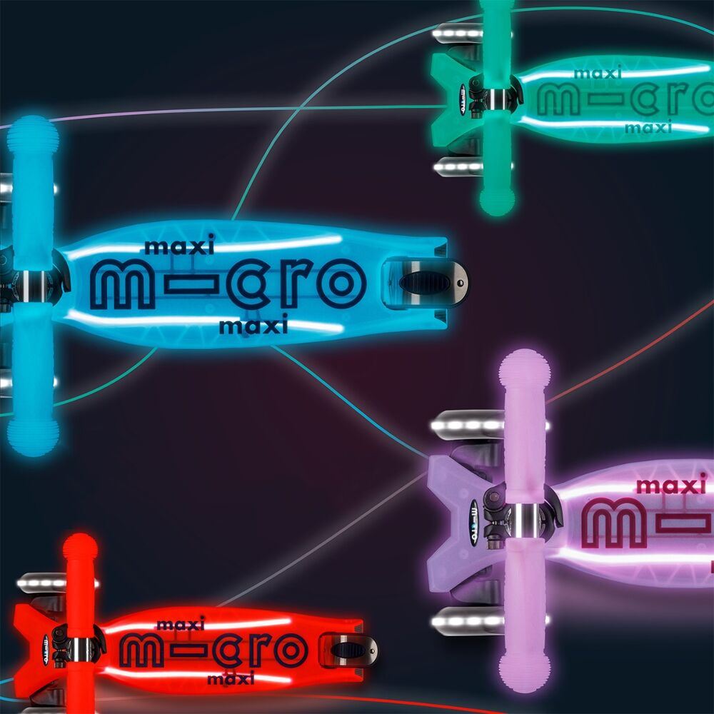 Самокат Micro серії Maxi Deluxe Glow LED Plus - Синій кришталь