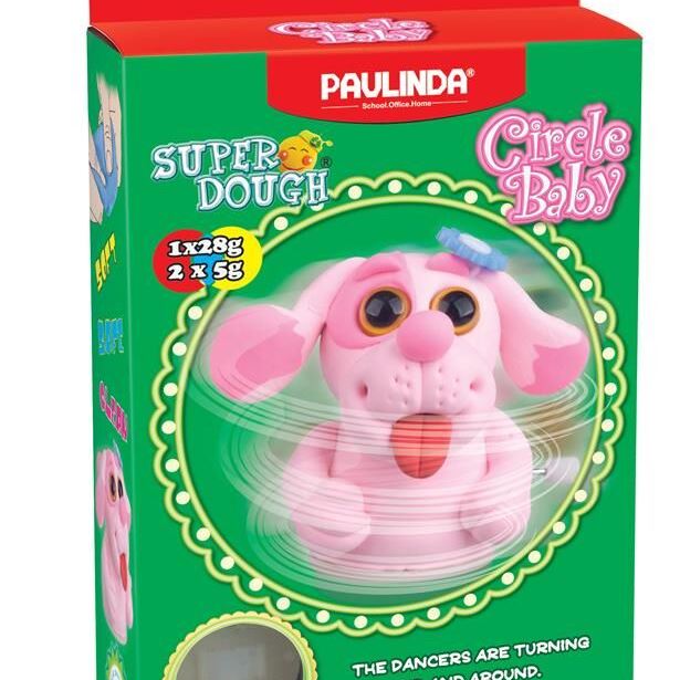 PAULINDA Маса для ліплення Super Dough Circle Baby Собака заводний механізм (рожева)