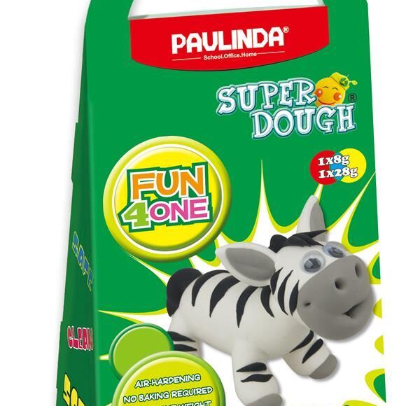 PAULINDA Маса для ліплення Super Dough Fun4one Зебра (рухливі очі)