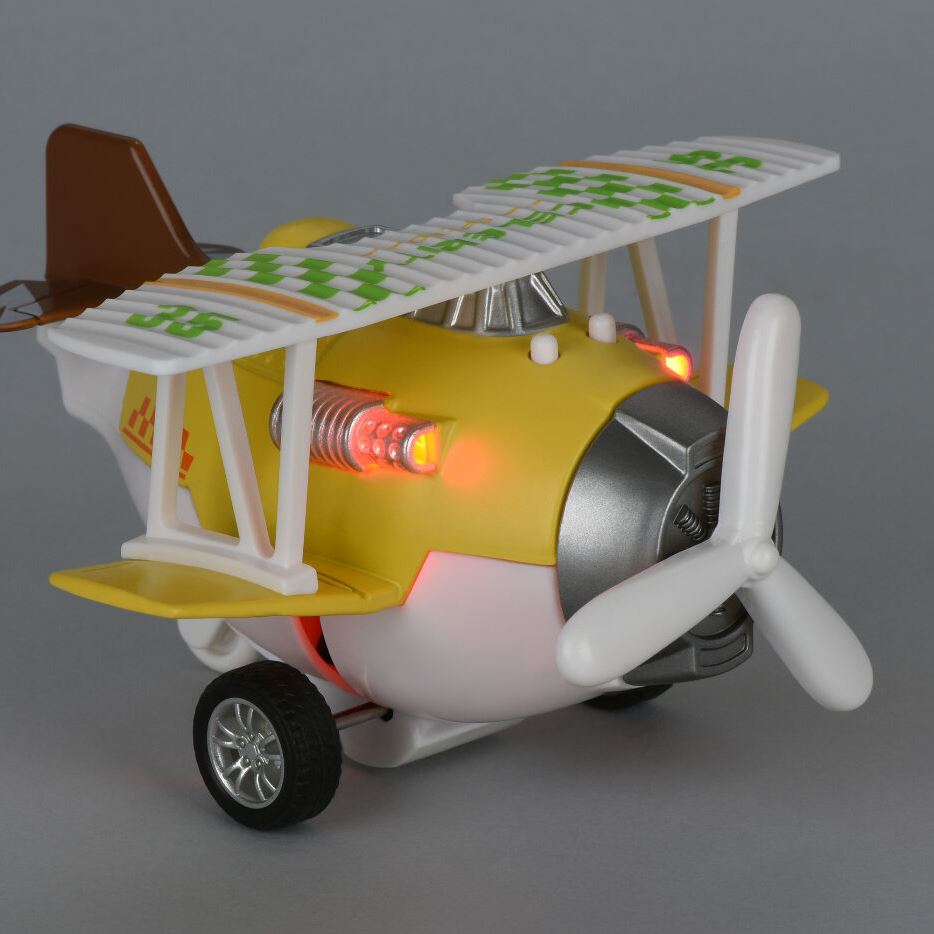 Same Toy Літак металевий інерційний Aircraft світло, музика, жовтий