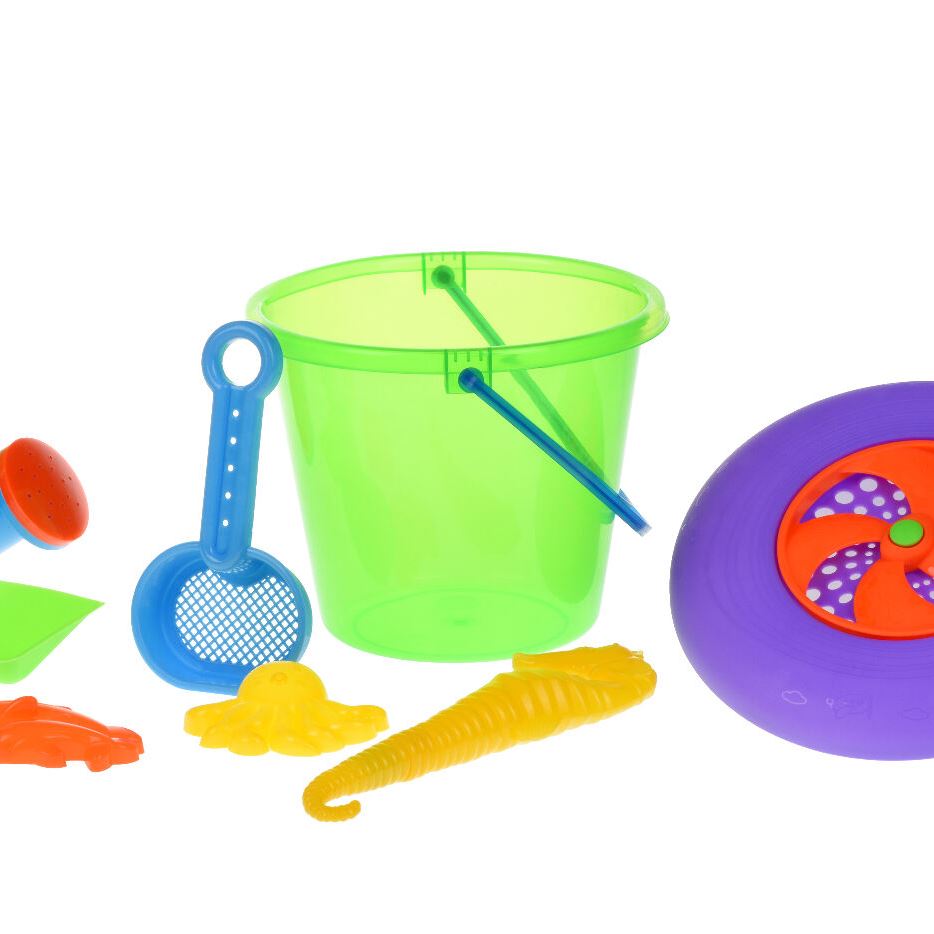 Same Toy Набір для гри з піском із Літаючою тарілкою (зелене відерце) (8 шт.)