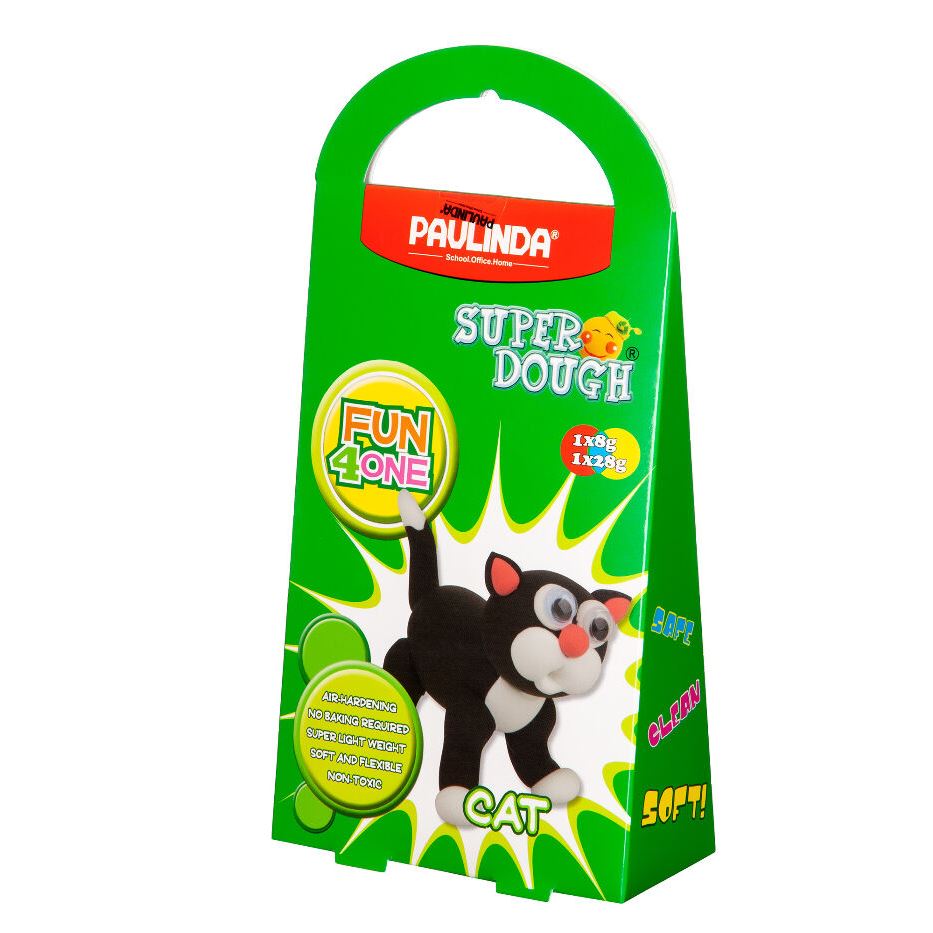 PAULINDA Маса для ліплення Super Dough Fun4one Кіт (рухливі очі)