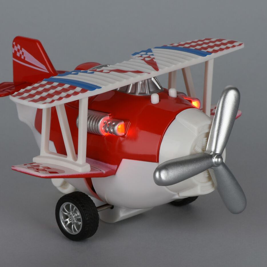 Same Toy Літак металевий інерційний Aircraft світло, музика, червоний