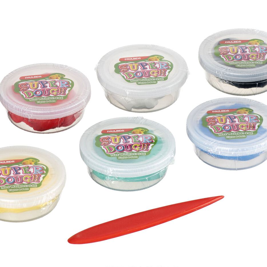 PAULINDA Маса для ліплення Super Dough 6*14гр пластиковий бокс