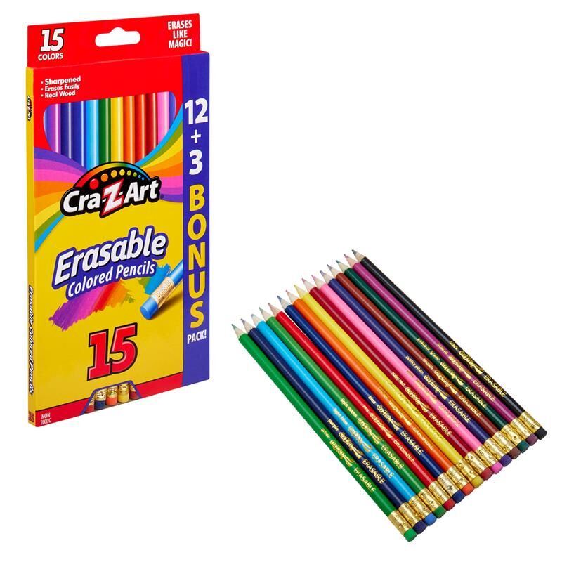 Cra-Z-Art Кольорові олівці з гумкою, 15шт
