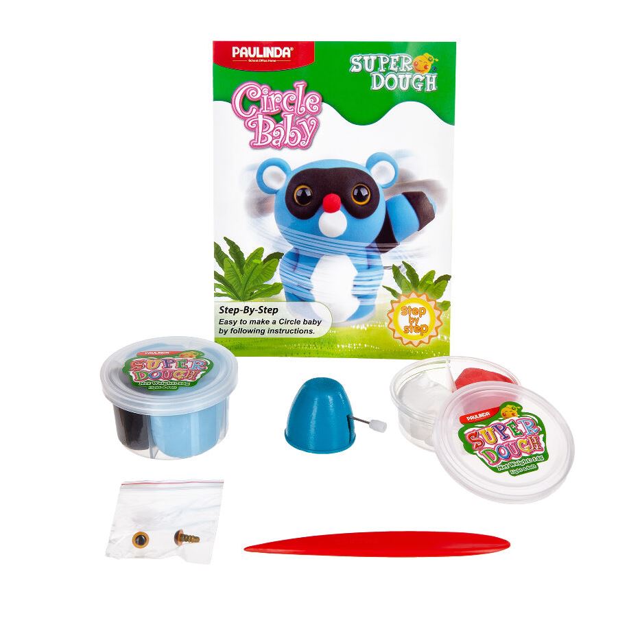 PAULINDA Маса для ліплення Super Dough Circle Baby Єнот заводний механізм (синій)