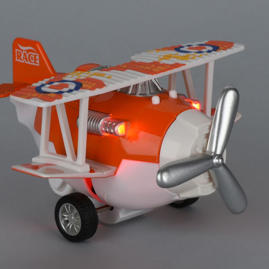 Same Toy Літак металевий інерційний Aircraft світло, музика, помаранчевий