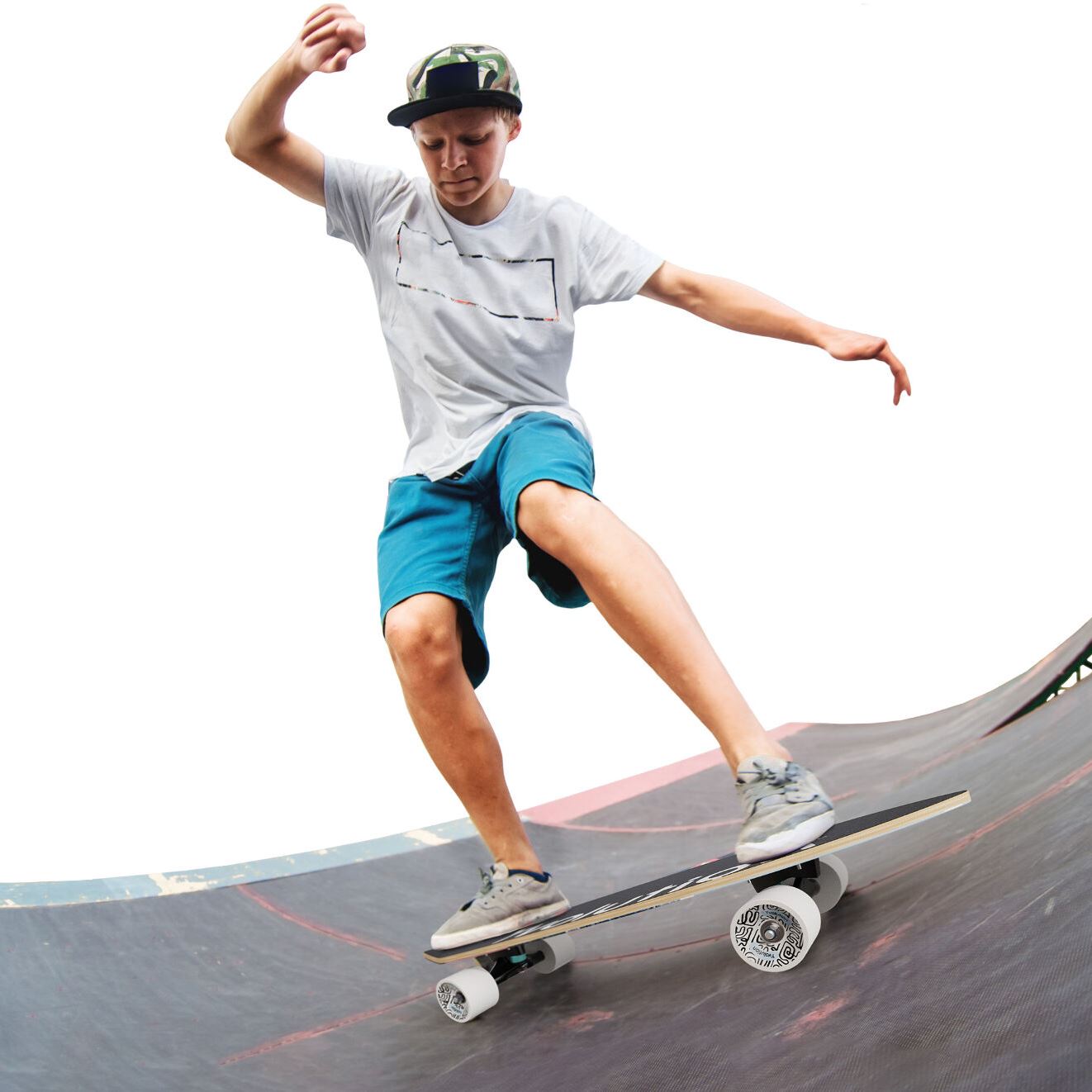 YVolution Скейтборд Fishtail Cruiser 76см, синій