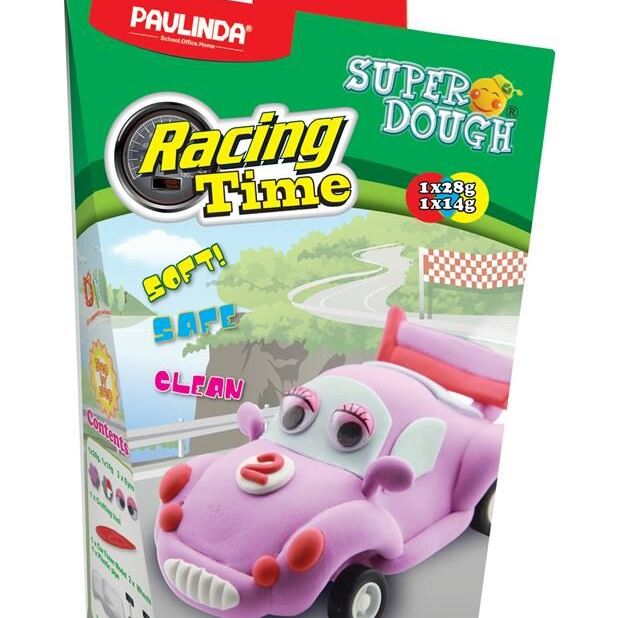 PAULINDA Маса для ліплення Super Dough Racing time Машинка (рожева) інерційний механізм