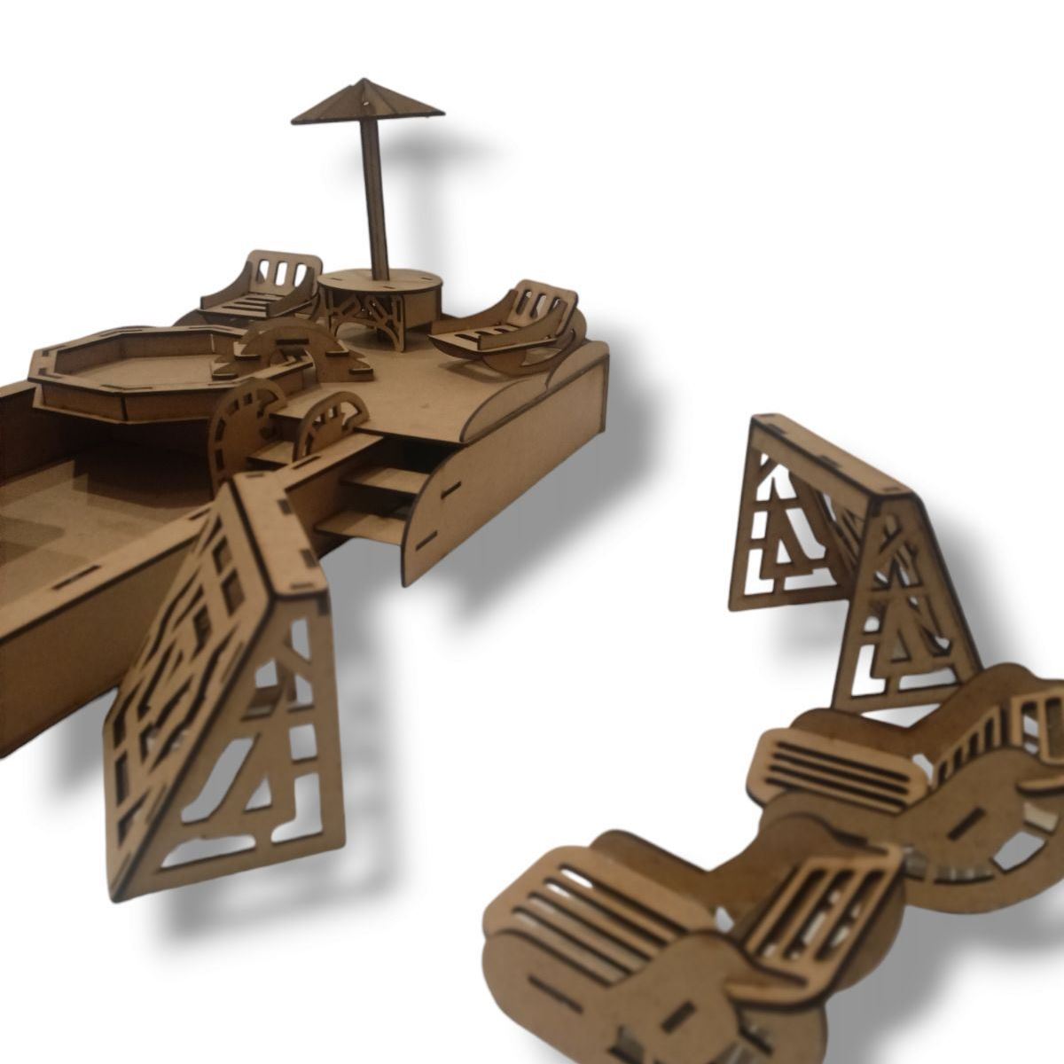 Игрушка Мебель для куклы Flyship Отдых возле Бассейна Набор для творчества с красками 400-1009